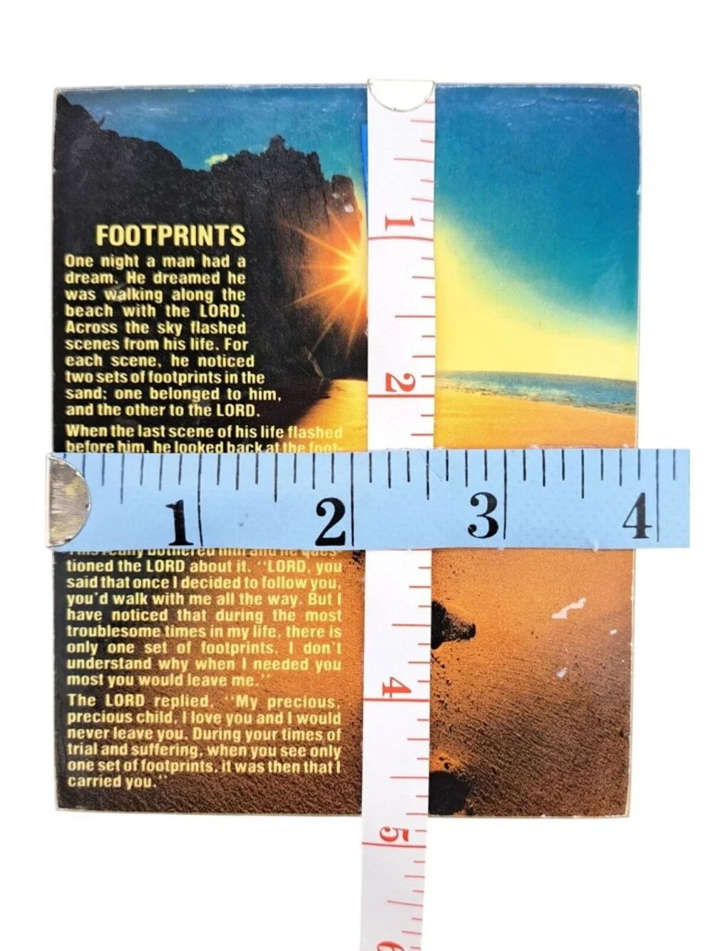 Vintage Footprints Box Cedar Wood Keepsake Inspirational Poem Storage Jewelry